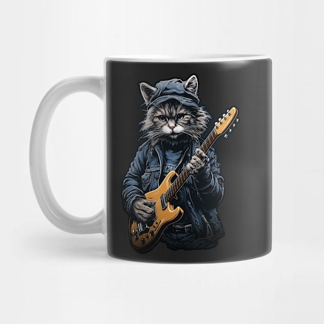 Rock n Roll Cat Playing Guitar by MyMagicalPlace